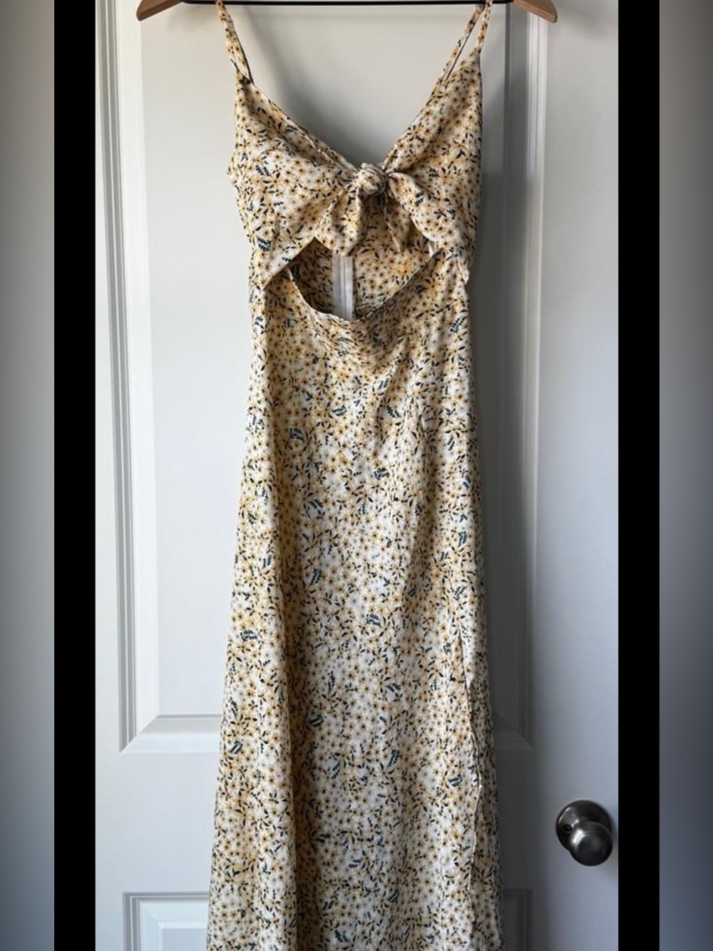 Petal & Pup Cream Floral Backless Front Cut-Out Maxi Dress